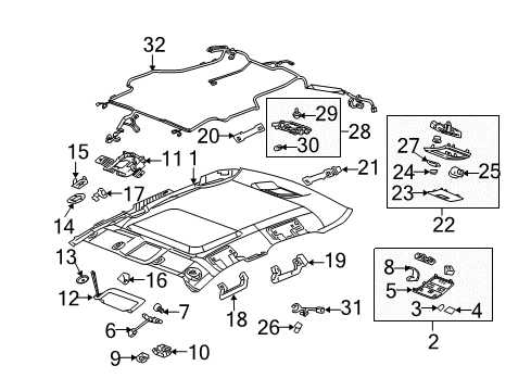 2005 Cadillac STS Interior Trim - Roof Console Asm, Roof (Main Housing) *Cashmere Diagram for 89023597