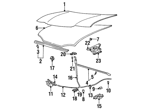 1995 Hyundai Sonata Hood & Components Protector-Hood Stay Rod Diagram for 81179-33000