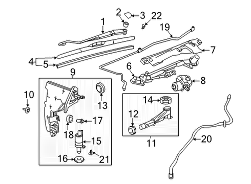 2020 Cadillac CT4 Wiper & Washer Components Wiper Linkage Diagram for 84399857