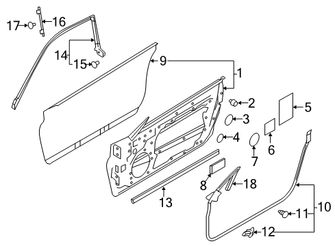 2020 Infiniti Q60 Door & Components Weatherstrip-Body Side, RH Diagram for 76860-5CA0A