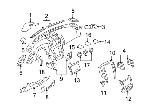2010 Nissan 370Z Cluster & Switches, Instrument Panel Grille-Front Speaker Diagram for 28177-1EA0A