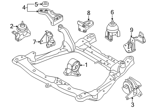 2007 Kia Amanti Engine & Trans Mounting Engine Mounting Support Bracket Diagram for 218203F850