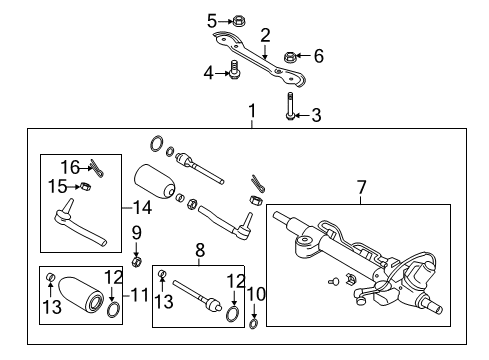 2014 Infiniti Q70 P/S Pump & Hoses, Steering Gear & Linkage Power Steering Gear Assembly Diagram for 49200-3WG0A