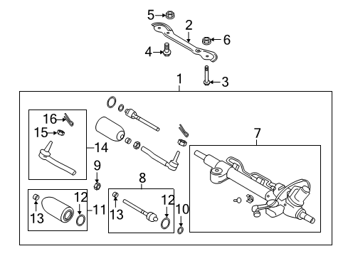 2014 Infiniti Q70 P/S Pump & Hoses, Steering Gear & Linkage Power Steering Gear & Linkage Assembly Diagram for 49001-3WG0A