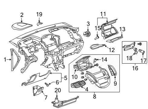 2016 Chevrolet Trax Cluster & Switches, Instrument Panel Cluster Pad Diagram for 42427088
