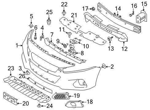 2020 Nissan Altima Front Bumper Bracket-Front Bumper Side, LH Diagram for 62225-JG000