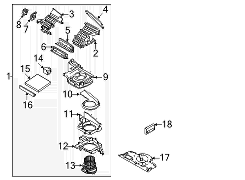 2021 Kia Sorento Blower Motor & Fan Cam-Inlet Door Diagram for 97142P2000