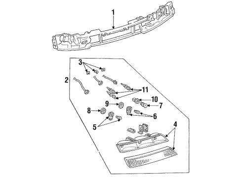 1996 Lincoln Mark VIII Headlamps Composite Assembly Diagram for F3LY-13008-A