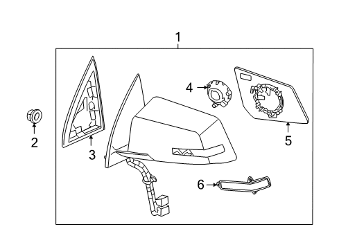 2007 GMC Acadia Mirrors Mirror Assembly Diagram for 25894448