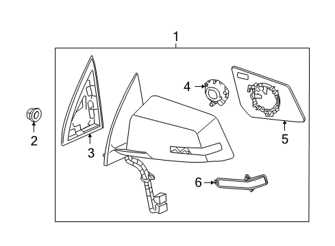 2012 GMC Acadia Mirrors Mirror Assembly Gasket Diagram for 20832957