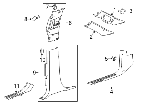 2018 Cadillac Escalade Interior Trim - Pillars, Rocker & Floor Windshield Pillar Trim Diagram for 84760766