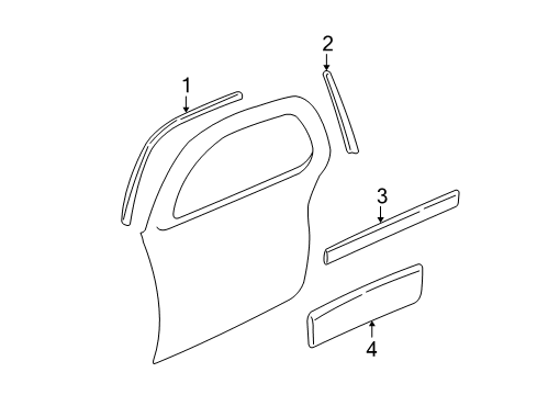 1998 Buick Regal Exterior Trim - Rear Door Molding Asm-Rear Side Door Center T Diagram for 10265385