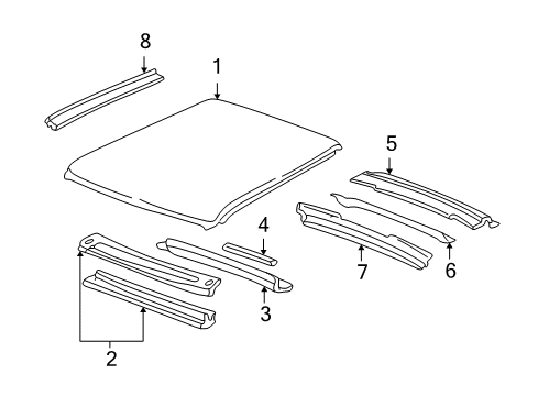 2004 Chevrolet Avalanche 1500 Roof & Components Drip Weatherstrip Diagram for 21993937