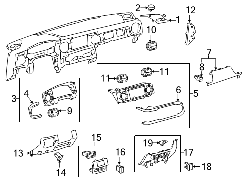 2016 Toyota Tacoma Cluster & Switches, Instrument Panel Center Molding Diagram for 55012-04010-C0