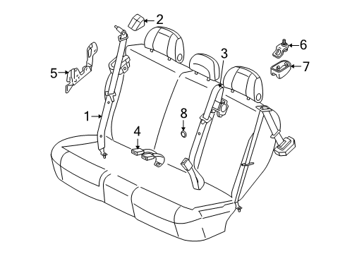 2008 Mercury Mariner Seat Belt Retractor Assembly Diagram for 8L8Z-78611B09-AF