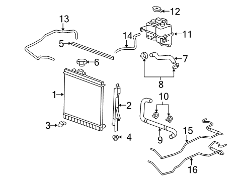 2008 Hummer H3 Radiator & Components Cooler Pipe Diagram for 20788330