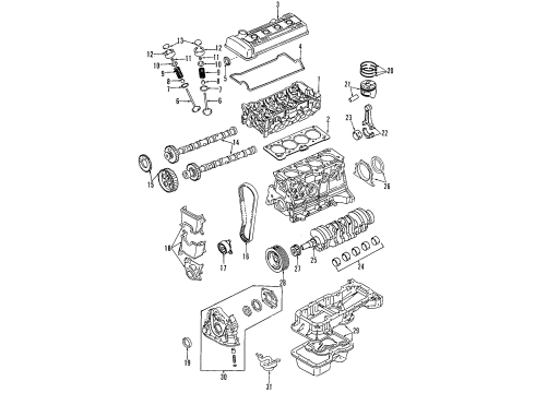 1996 Toyota Celica Engine Parts, Mounts, Cylinder Head & Valves, Camshaft & Timing, Oil Cooler, Oil Pan, Oil Pump, Crankshaft & Bearings, Pistons, Rings & Bearings Front Mount Diagram for 12361-74410