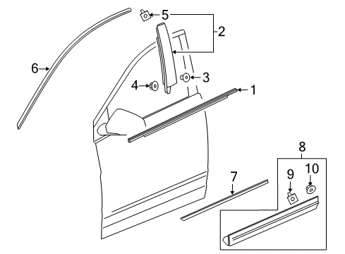 2017 Cadillac XT5 Exterior Trim - Front Door Applique Diagram for 23403636