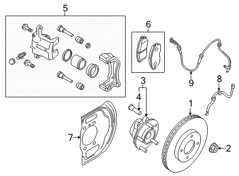 2014 Nissan Rogue Front Brakes Baffle Plate Diagram for 41151-4BT0A