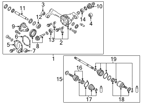 2013 Infiniti QX56 Carrier & Front Axles Gear Set Final Drive Diagram for 38100-EA18A