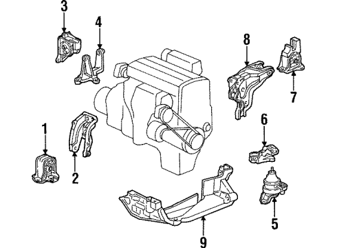 2000 Honda Prelude Engine & Trans Mounting Bracket, RR. Engine Mounting Diagram for 50827-S30-000