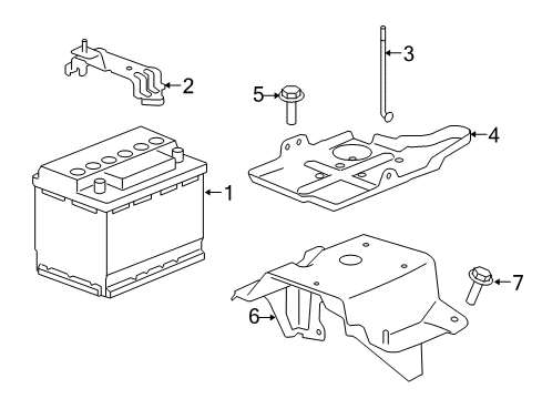 2009 Saturn Vue Battery Bracket Asm-Battery Hold Down Retainer Diagram for 15876748