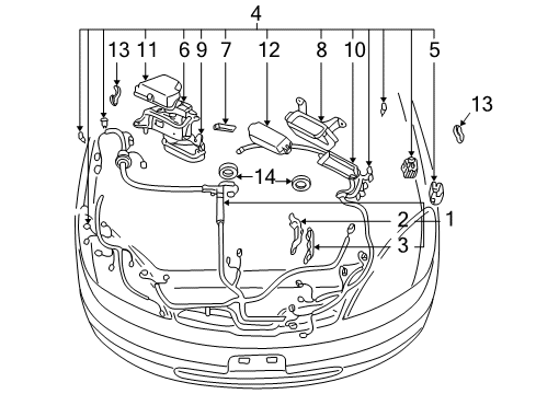 2003 Toyota Prius Wiring Harness Relay Box Upper Cover Diagram for 82662-47030