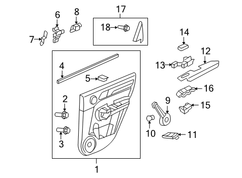 2010 Honda CR-V Rear Door Panel, R. RR. Power Window Switch *NH167L* (GRAPHITE BLACK) Diagram for 83710-SWA-A01ZA