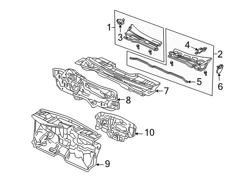 2002 Honda Civic Cowl Insulator, Dashboard (Lower) (Outer) Diagram for 74251-S5T-A00