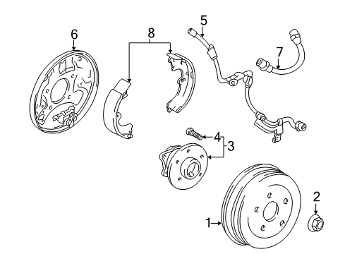 2003 Pontiac Vibe Rear Brakes Piston Kit, Rear Brake Cyl Diagram for 88972103