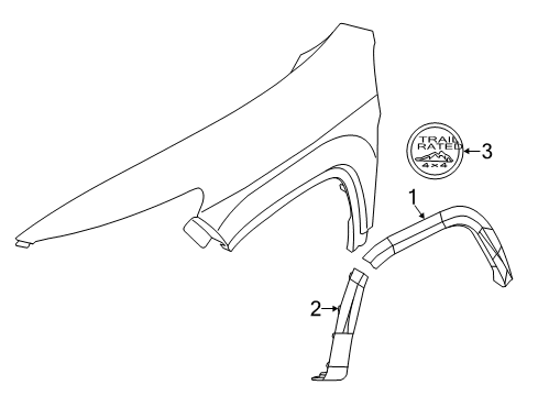 2016 Jeep Cherokee Exterior Trim - Fender Molding-Wheel Opening Flare Diagram for 1UW90RXFAE