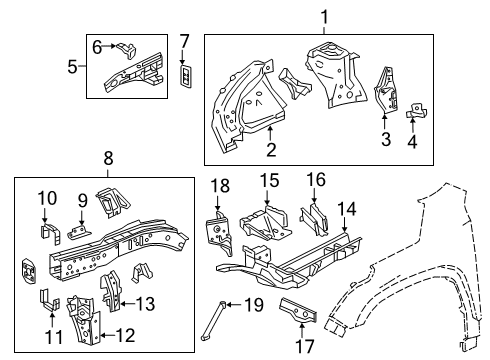 2022 Chevrolet Blazer Structural Components & Rails Diagonal Brace Diagram for 23366471