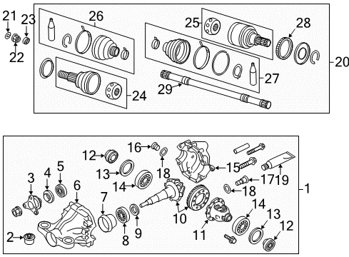 2012 Infiniti M35h Axle & Differential - Rear Case Complete Differential Diagram for 38420-1MC0C