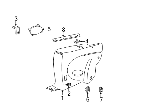 1998 Pontiac Sunfire Interior Trim - Quarter Panels TRIM, Rear Quarter Trim Diagram for 12368109