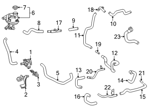 2021 Toyota Mirai Inverter Cooling Components Pipe, Water By-Pass Diagram for 16268-47040