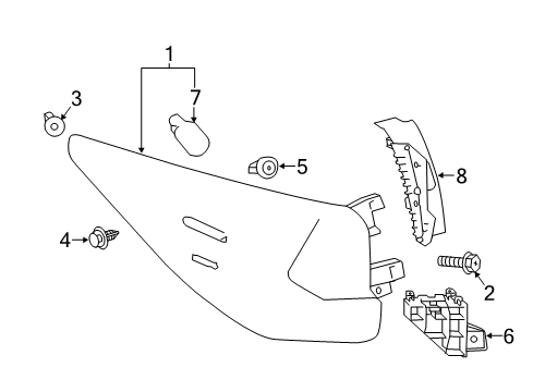 2020 Lexus RX350 Bulbs Lamp Assembly, RR COMBIN Diagram for 81560-0E260