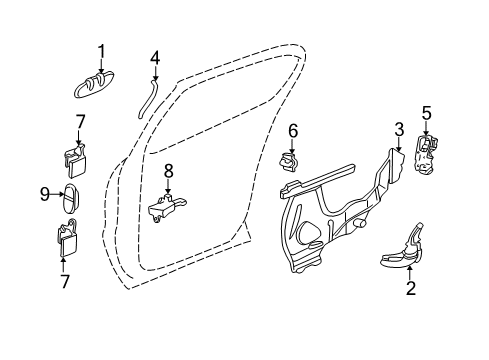 2005 Buick Park Avenue Rear Door - Lock & Hardware Rod-Inside Handle Diagram for 16619250