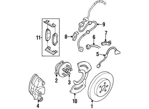 1997 Cadillac DeVille Traction Control Components Splash Shield Diagram for 18026708