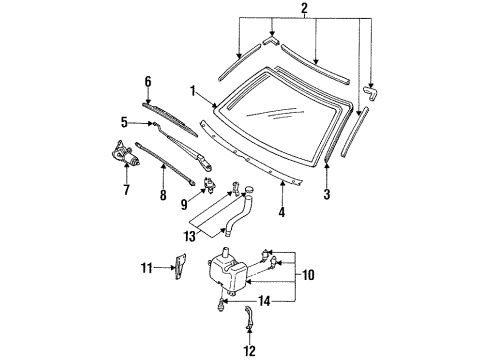 1989 Nissan 240SX Wiper & Washer Components Motor Assy-Rear Window Wiper Diagram for 28700-40F00