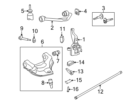 2006 Ford Ranger Front Suspension Components, Lower Control Arm, Upper Control Arm, Stabilizer Bar, Torsion Bar Shock Diagram for BU2Z-18V124-H