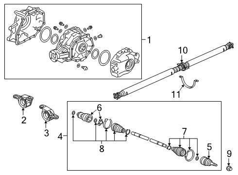 2019 Honda Passport Axle & Differential - Rear Shaft Assembly, Propeller Diagram for 40100-TZ6-A23