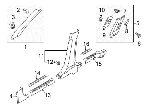 2022 Kia Niro Interior Trim - Pillars Screw-Tapping Diagram for 12493-05103