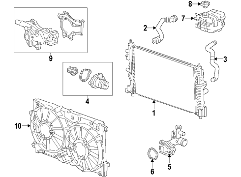 2016 Cadillac ELR Cooling System, Radiator, Water Pump, Cooling Fan Thermostat Diagram for 25200456