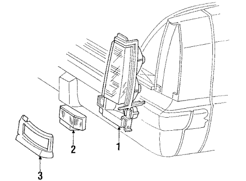 1993 Chrysler New Yorker Tail Lamps Lamp APERT Extension TST/SIG & B Diagram for 5262231