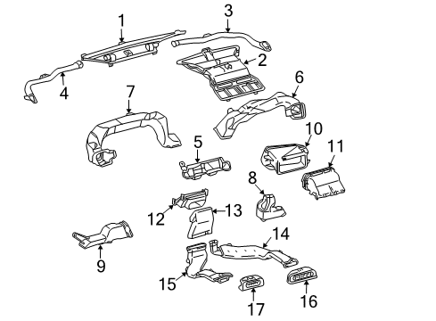 2004 Toyota Sienna Ducts Air Duct Diagram for 87201-08050