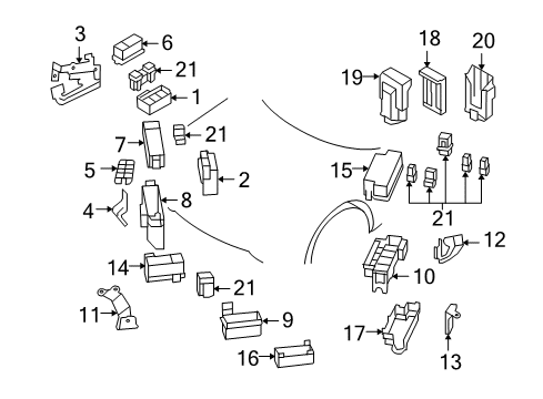 2012 Infiniti FX35 Fuse & Relay Cover-Relay Box Diagram for 24372-1CA1A