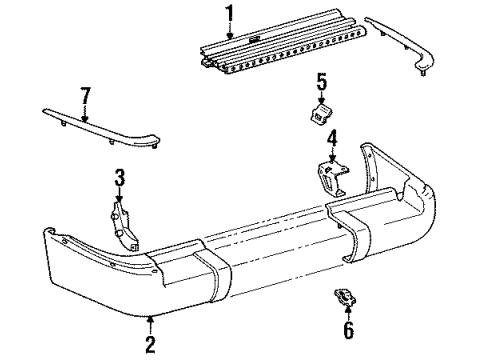 1992 Toyota Land Cruiser Rear Bumper Bumper Diagram for 52106-60100