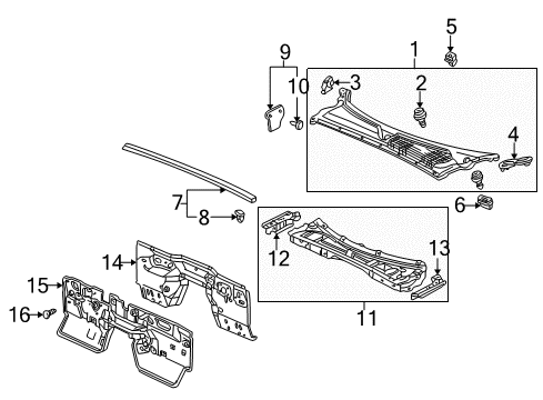 2003 Honda S2000 Cowl Dashboard (Lower) Diagram for 61500-S2A-A00ZZ