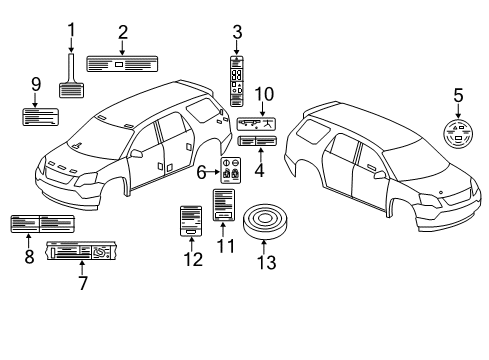 2012 Buick Enclave Information Labels Air Bag Label Diagram for 20889265