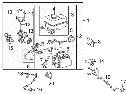 2011 Lexus LX570 ABS Components Cylinder Sub-Assy, Brake Master Diagram for 47025-60370